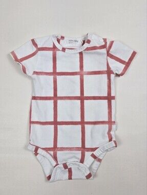Miles Baby Pink Windowpane Grid Bodysuit Size 12 Months Short Sleeve One Piece